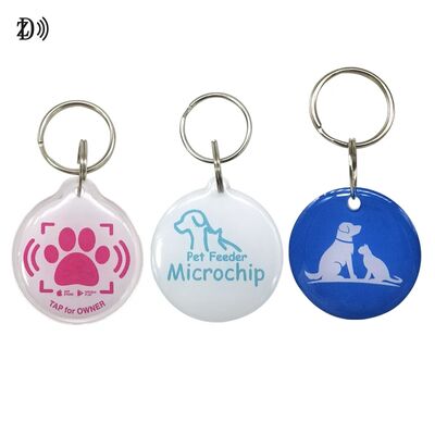 Aangepaste 13,56MHz programmeerbare NTAG213 Smart Epoxy Keyfob Tags RFID Tag NFC Sleutelhanger