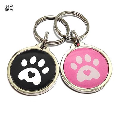 Waterproof Custom Printing 13.56MHz NTAG213 Keychain Lost Tracking Metal Edge Epoxy Pet ID Tag for Dog & Cat Identification